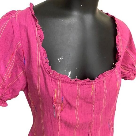 NEW Free People Seratonin Corset Style Top in Raspberry Sherbet Size Large - Picture 3 of 8